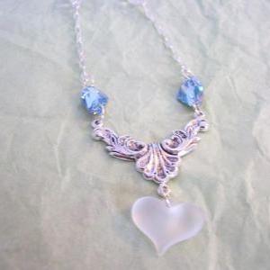 Crystal Blue Ice Queen Silver Necklace