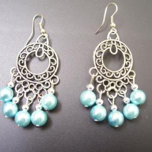 Sea Blue Chandelier Earrings