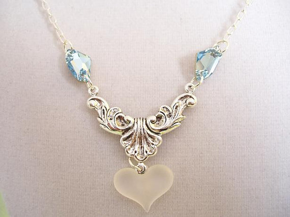 Crystal Blue Ice Queen Silver Necklace